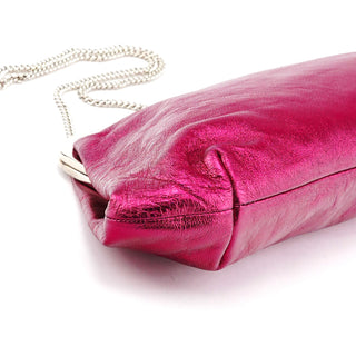 Dolce & Gabbana Fuchsia Metallic Leather Frame Shoulder Bag