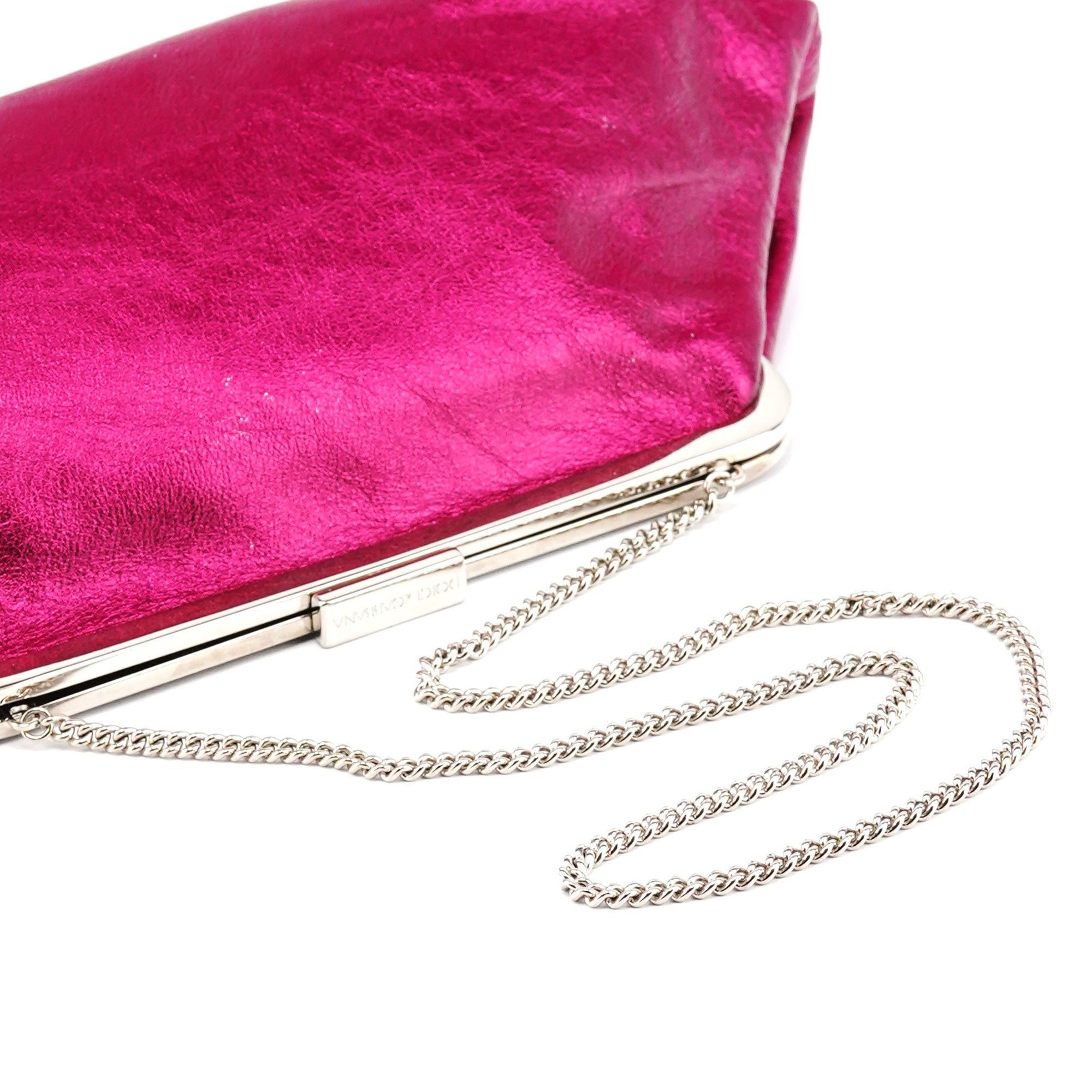 Dolce & Gabbana Sac porté épaule à fermoir cadre en cuir métallisé fuchsia