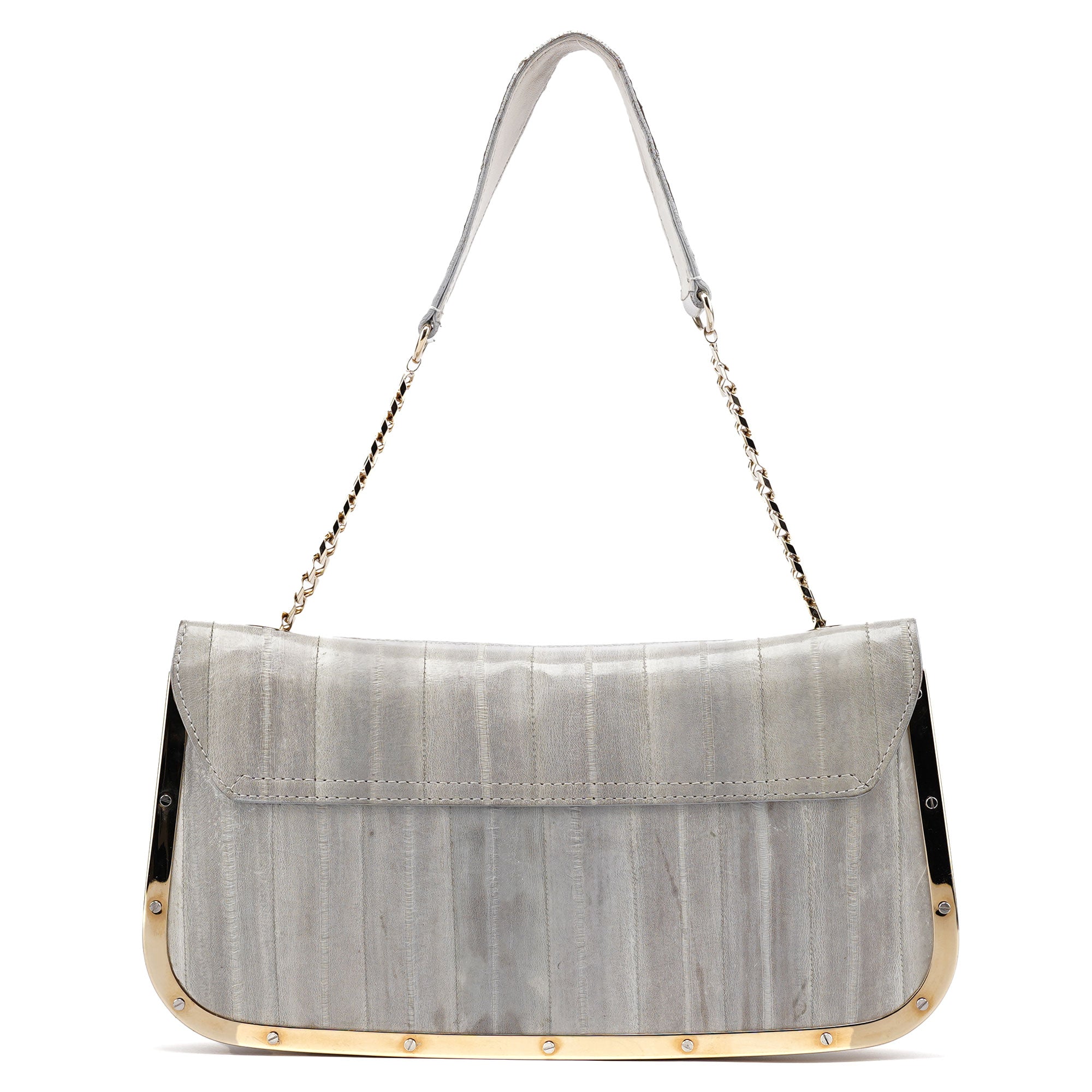 Dolce & Gabbana Grey Gold Leather DG Shoulder Bag