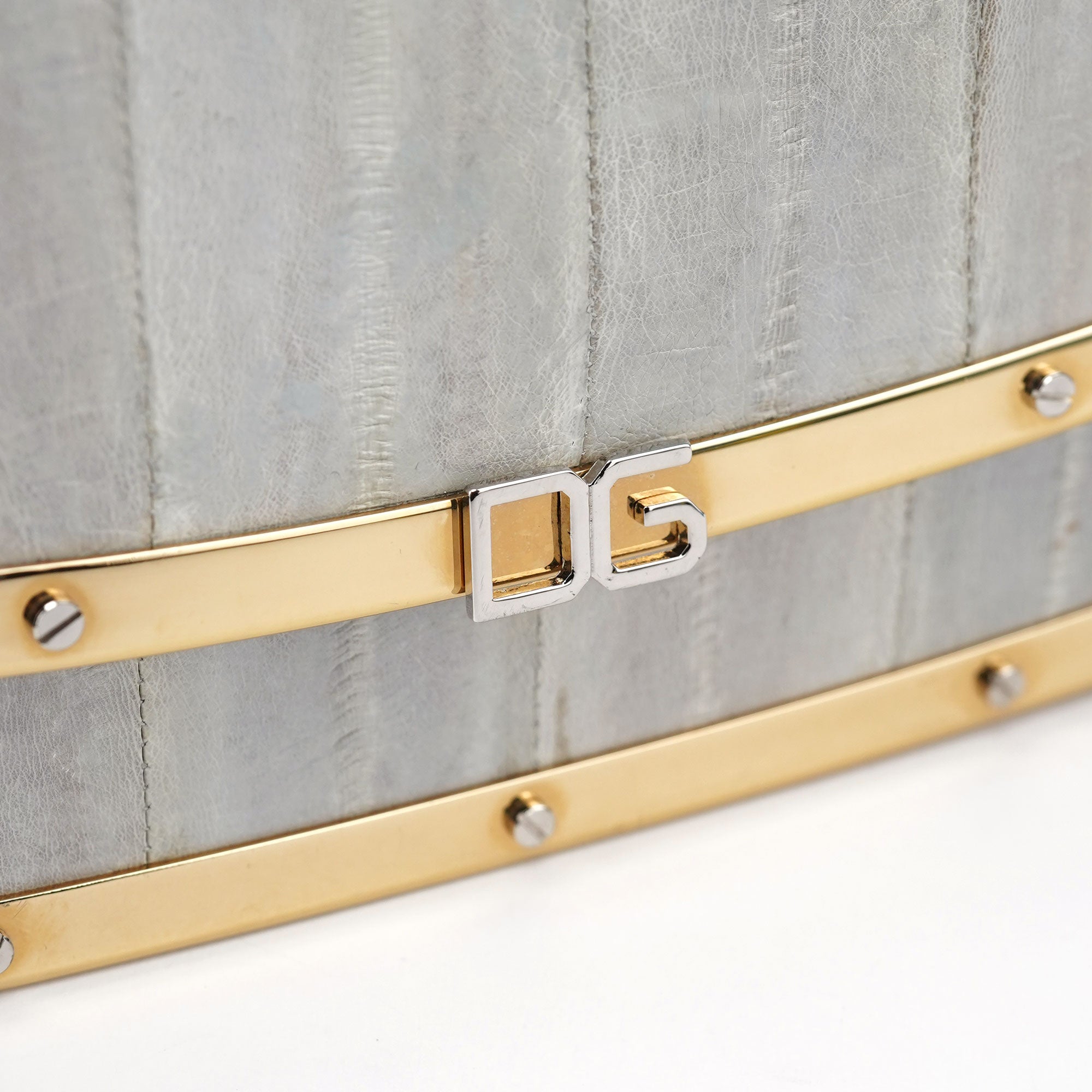 Dolce & Gabbana Grey Gold Leather DG Shoulder Bag
