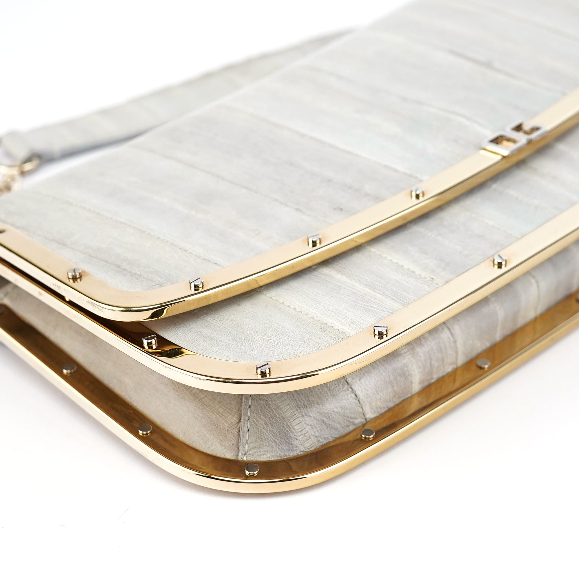 Dolce & Gabbana Grey Gold Leather DG Shoulder Bag