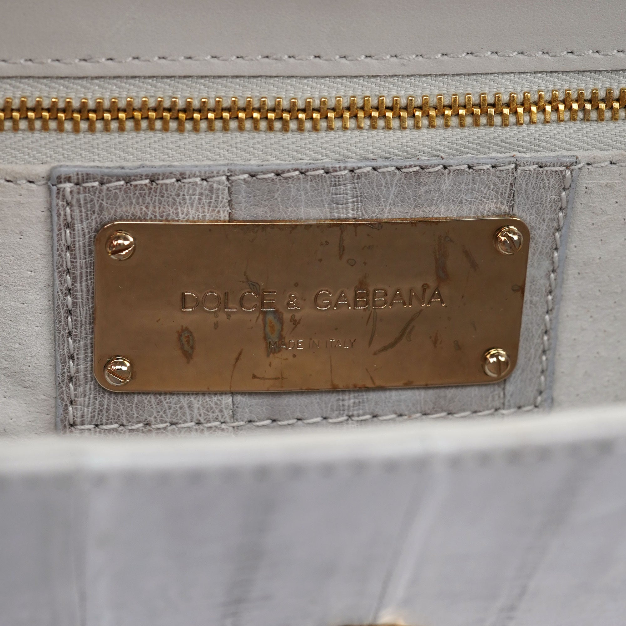 Dolce & Gabbana Grey Gold Leather DG Shoulder Bag