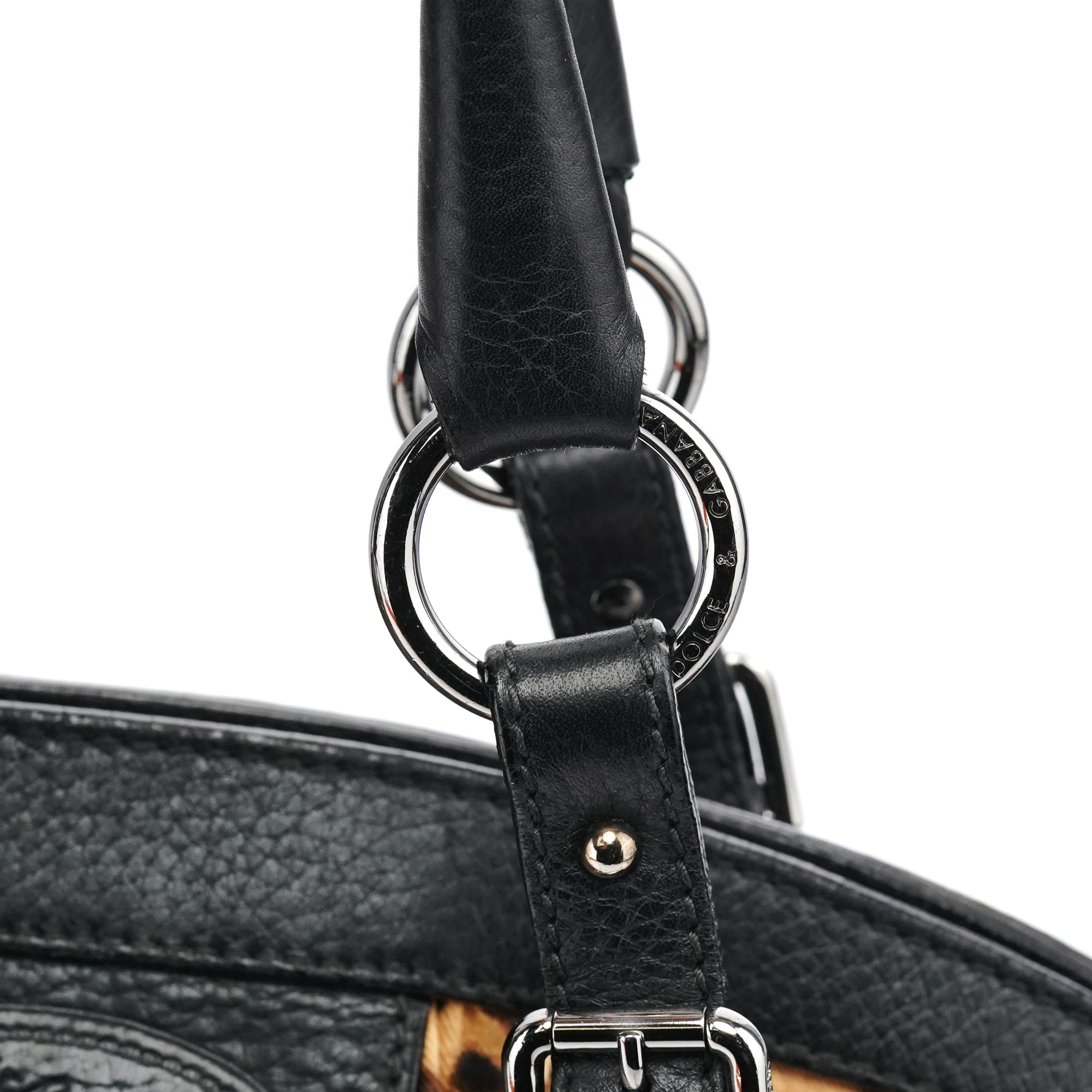 Dolce & Gabbana Leopard Print Canvas Leather Tote Bag