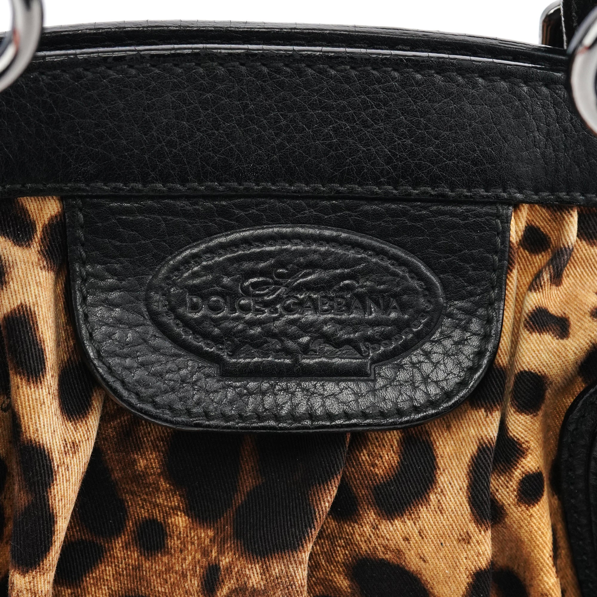 Dolce & Gabbana Leopard Print Canvas Leather Tote Bag