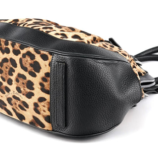 Dolce & Gabbana Leopard Print Canvas Leather Tote Bag