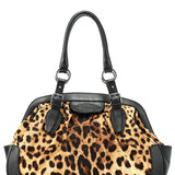 Dolce & Gabbana Leopard Print Canvas Leather Tote Bag