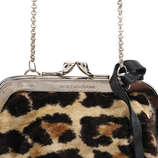 Dolce & Gabbana Leopard Velvet Mini Clutch Shoulder Bag