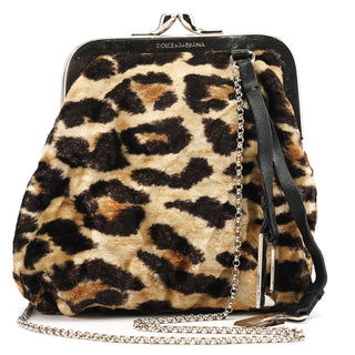 Dolce & Gabbana Leopard Velvet Mini Clutch Shoulder Bag