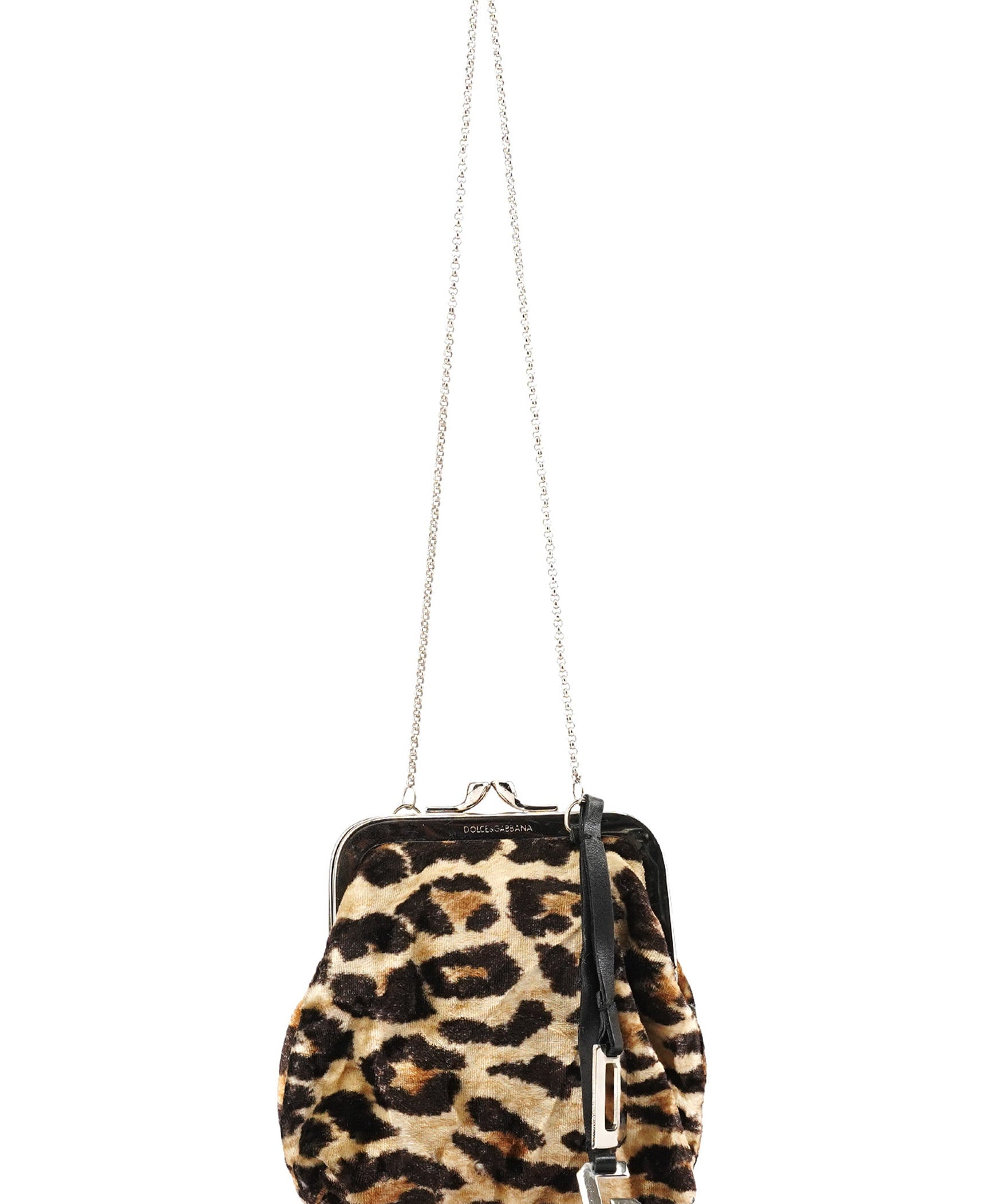 Dolce & Gabbana Leopard Velvet Mini Clutch Shoulder Bag