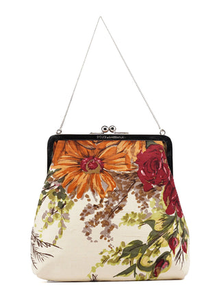 Dolce & Gabbana Linen Floral Clutch Handbag