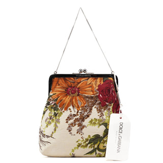 Dolce & Gabbana Linen Floral Clutch Handbag