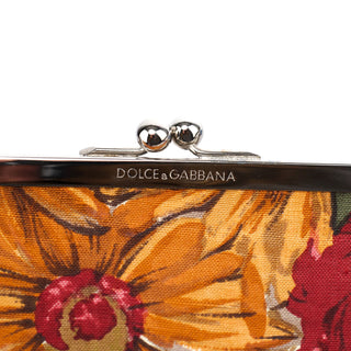 Dolce & Gabbana Linen Floral Clutch Handbag