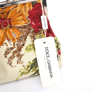 Dolce & Gabbana Linen Floral Clutch Handbag