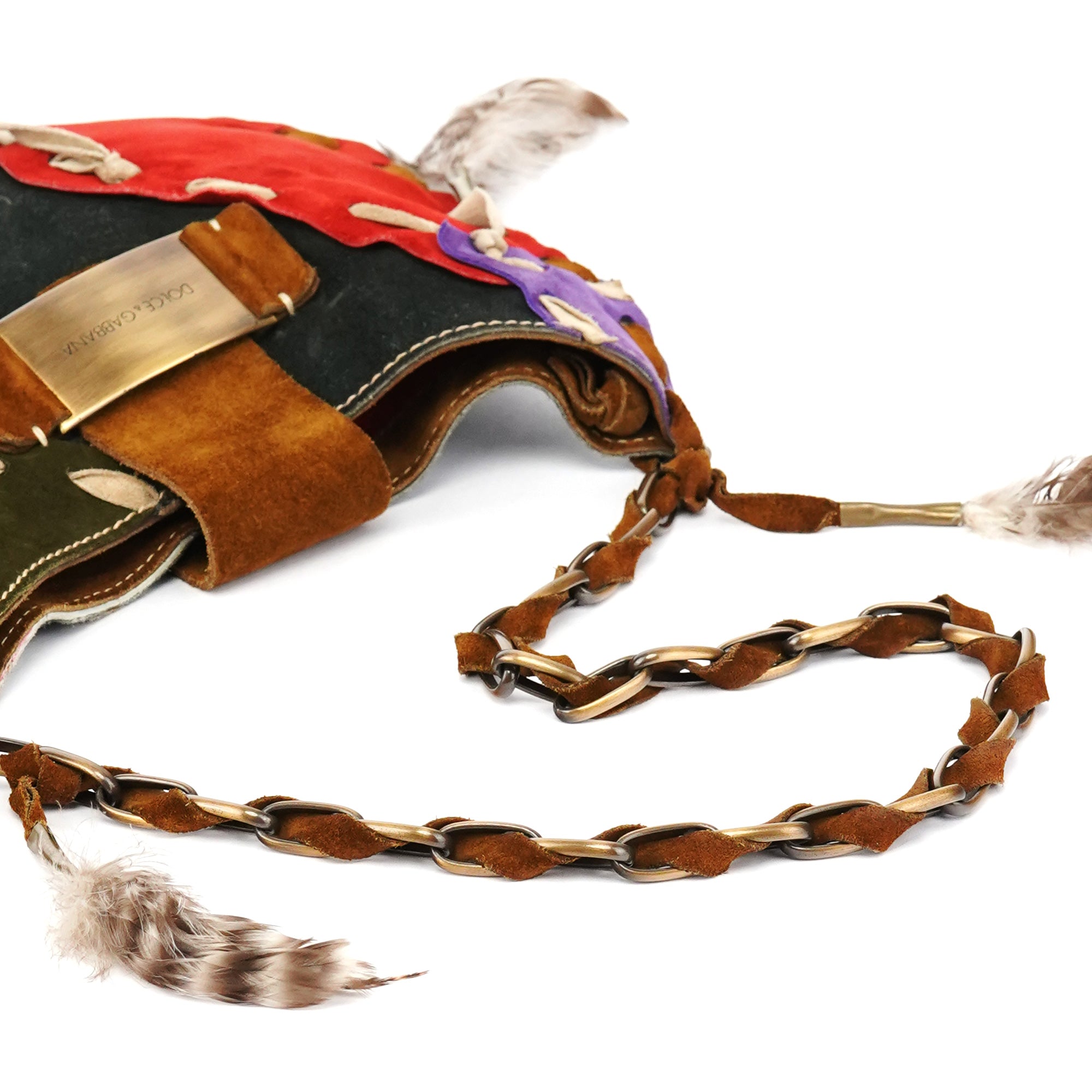 Dolce & Gabbana Multicolour Suede Feather Shoulder Bag