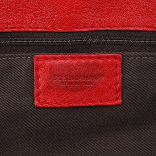 Dolce & Gabbana Red Leather Knot 2-Way Boston Bag