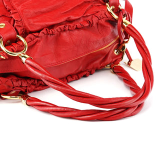 Dolce & Gabbana Red Leather Knot 2-Way Boston Bag