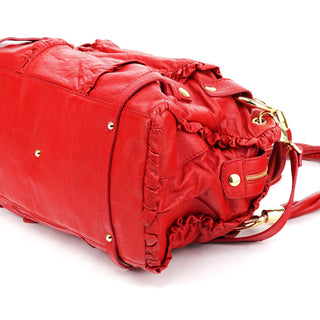 Dolce & Gabbana Red Leather Knot 2-Way Boston Bag