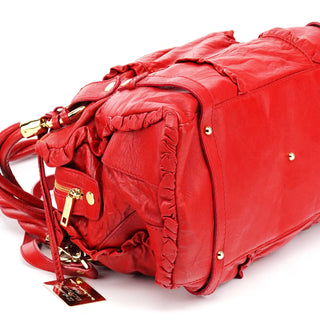 Dolce & Gabbana Red Leather Knot 2-Way Boston Bag