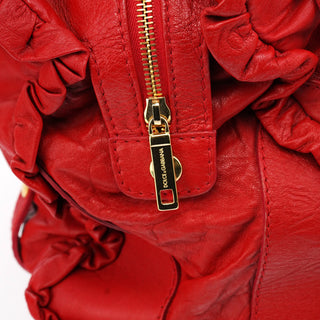 Dolce & Gabbana Red Leather Knot 2-Way Boston Bag