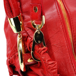Dolce & Gabbana Red Leather Knot 2-Way Boston Bag