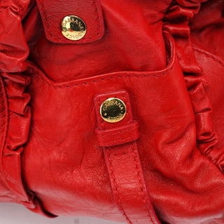 Dolce & Gabbana Red Leather Knot 2-Way Boston Bag