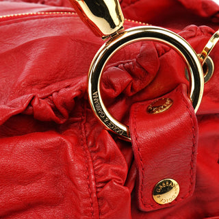 Dolce & Gabbana Red Leather Knot 2-Way Boston Bag