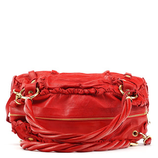 Dolce & Gabbana Red Leather Knot 2-Way Boston Bag