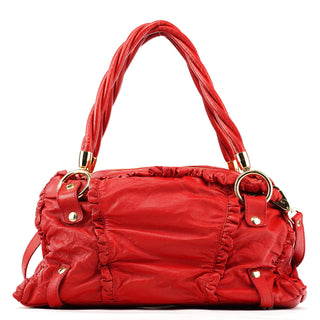 Dolce & Gabbana Red Leather Knot 2-Way Boston Bag