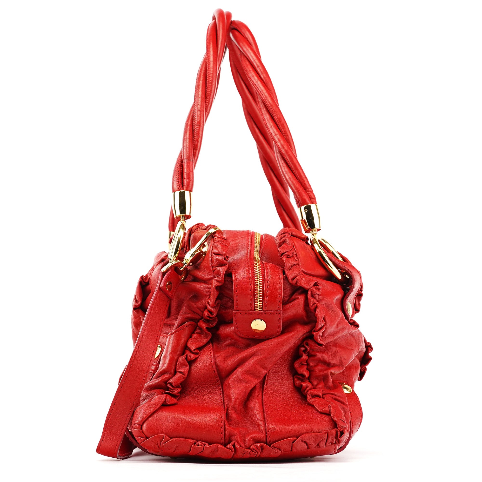 Dolce & Gabbana Red Leather Knot 2-Way Boston Bag