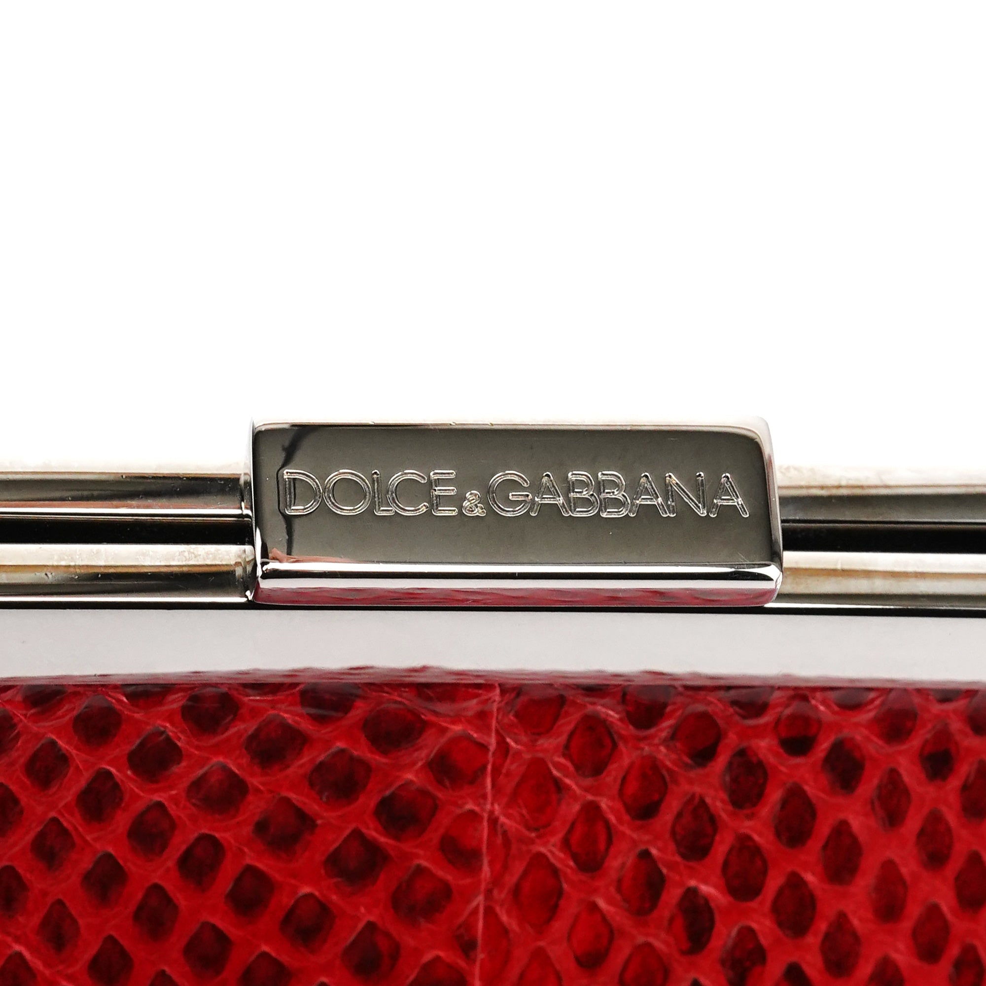 Dolce & Gabbana Red Python Chain Clutch Bag