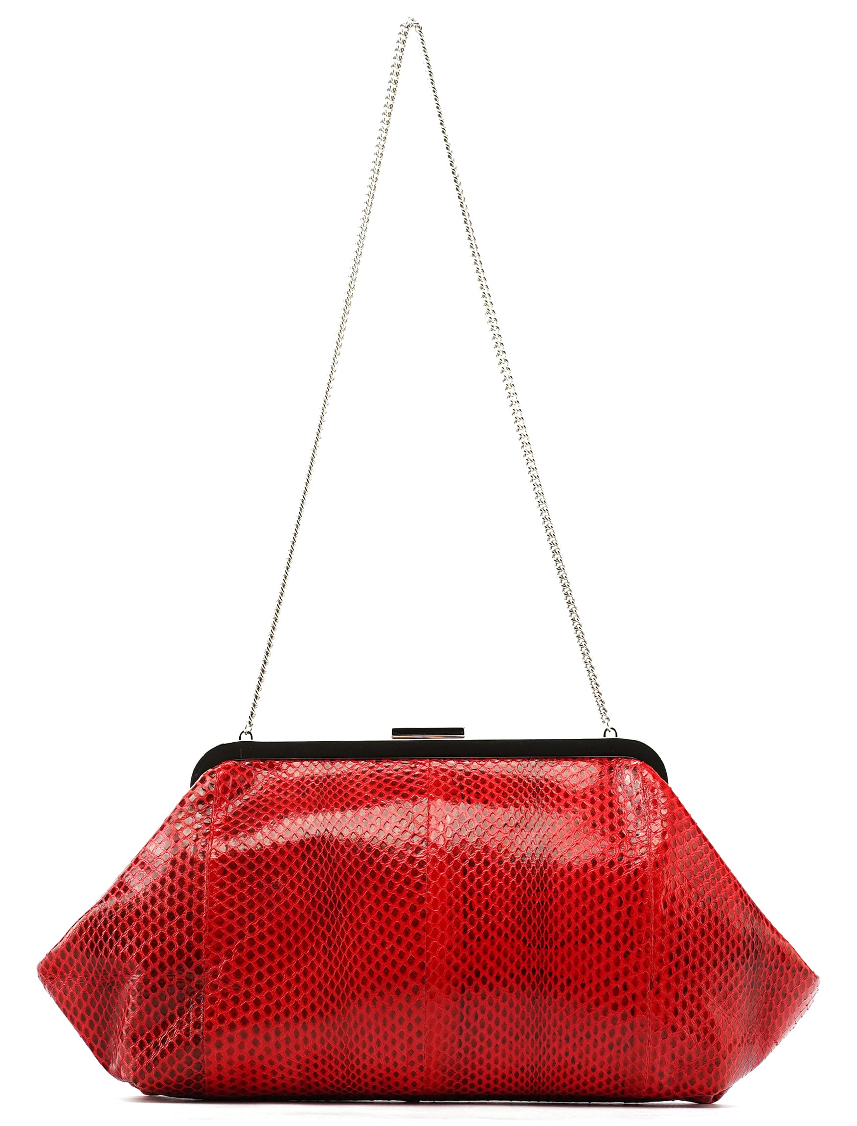Dolce & Gabbana Red Python Chain Clutch Bag