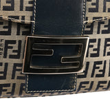 Fendi Beige Navy FF Zucchino Baguette Shoulder Bag