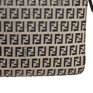 Fendi Beige Navy FF Zucchino Baguette Shoulder Bag