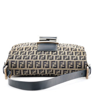 Fendi Beige Navy FF Zucchino Baguette Shoulder Bag