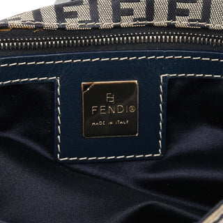 Fendi Beige Navy FF Zucchino Baguette Shoulder Bag