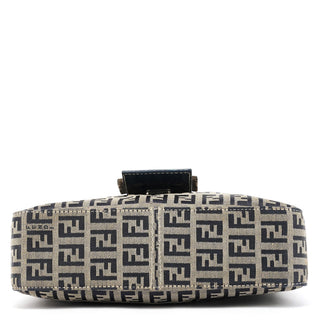 Fendi Beige Navy FF Zucchino Baguette Shoulder Bag