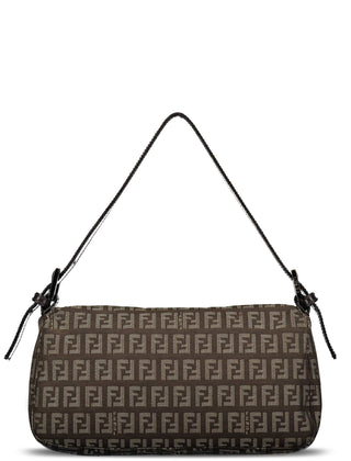 Fendi Brown Zucchini Canvas Monogram Baguette