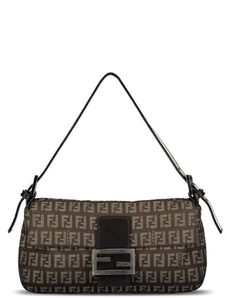 Fendi Brown Zucchini Canvas Monogram Baguette