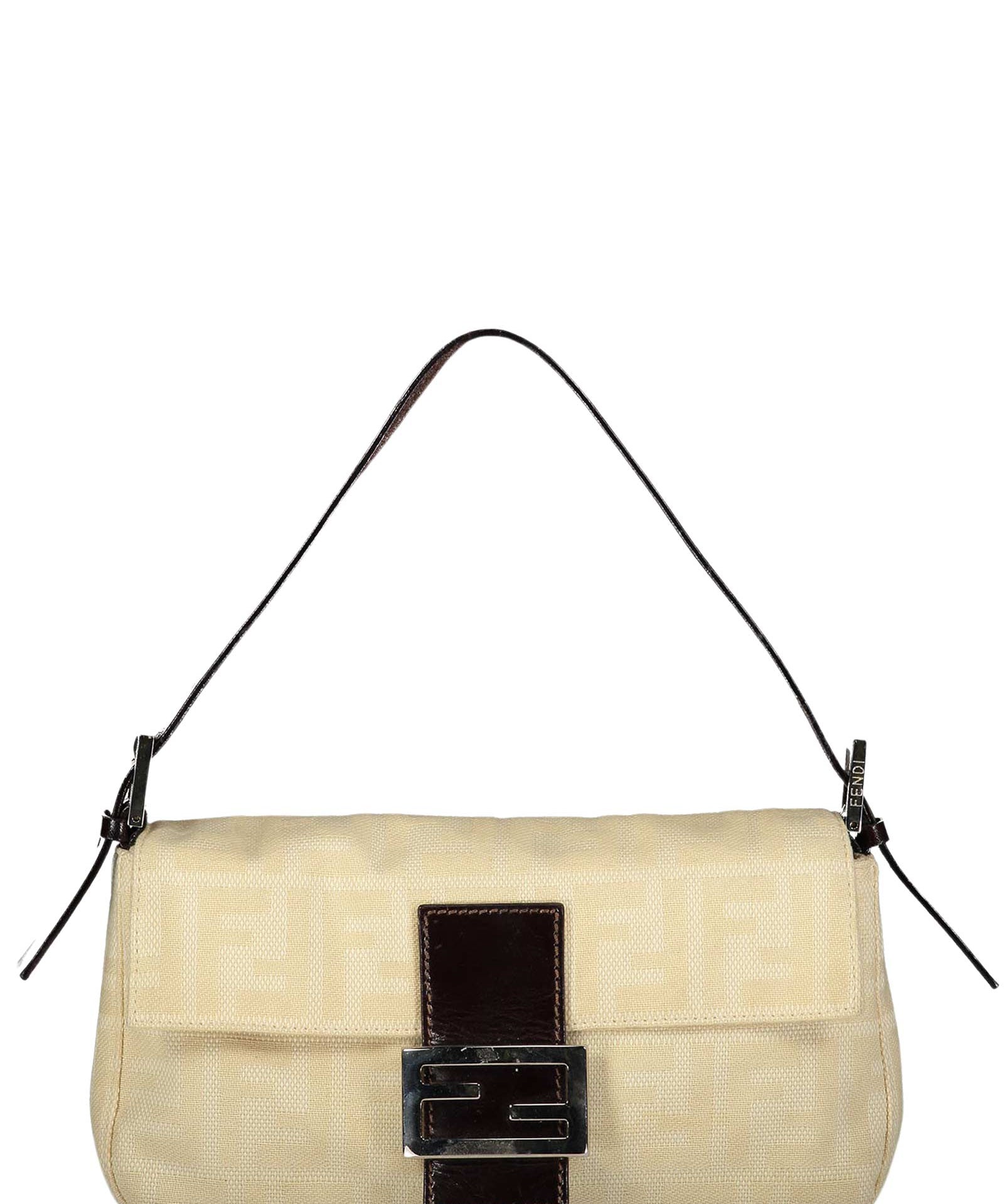 Fendi Ivory Zucca Canvas Monogram Baguette