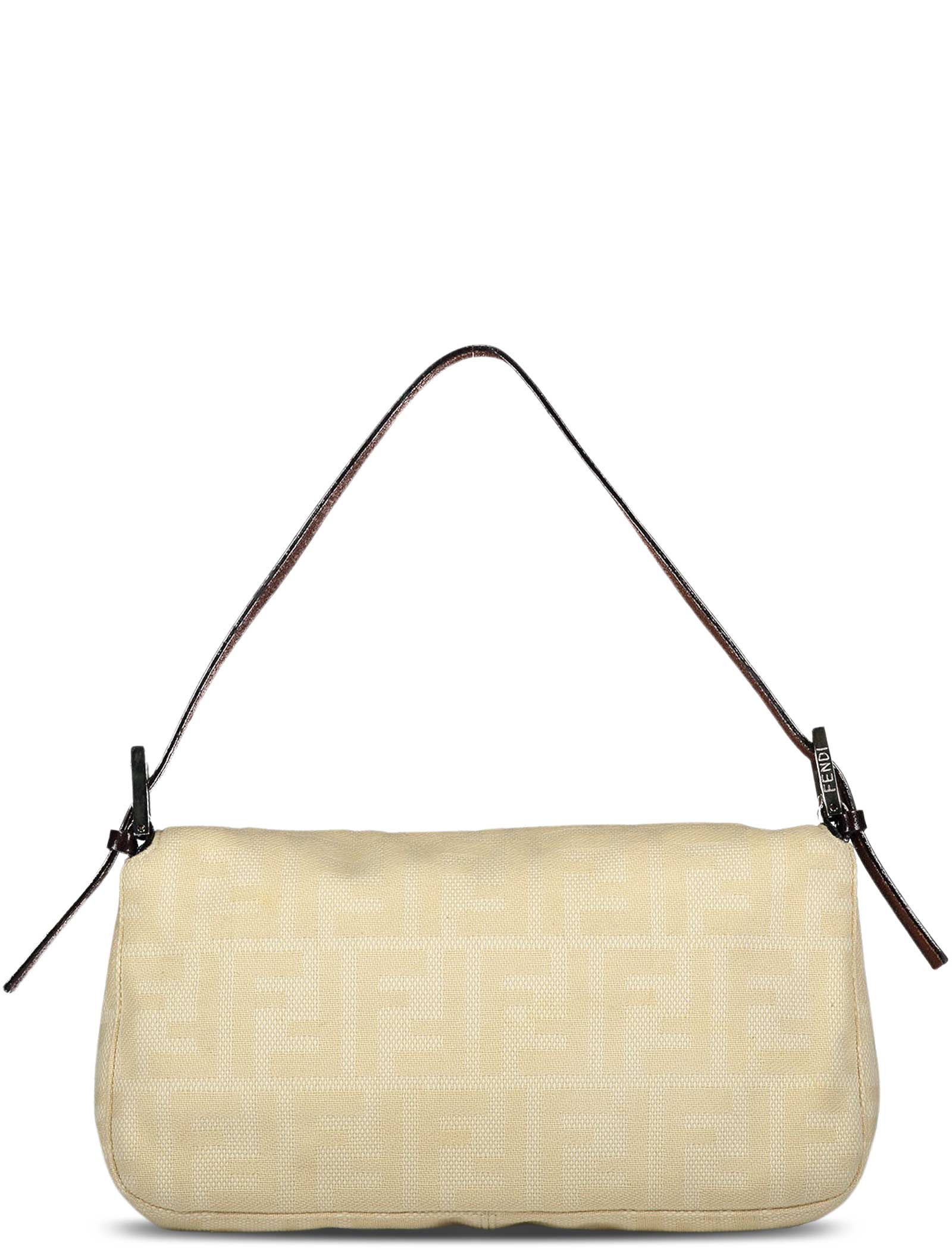 Fendi Ivory Zucca Canvas Monogram Baguette