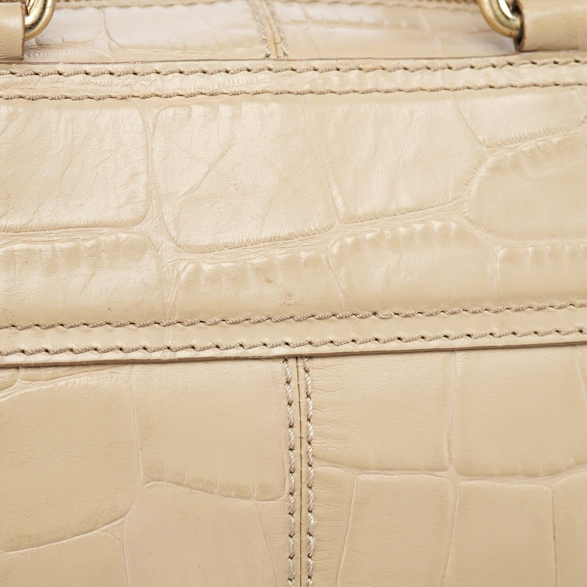 Givenchy Beige Croc Embossed Bowling Bag