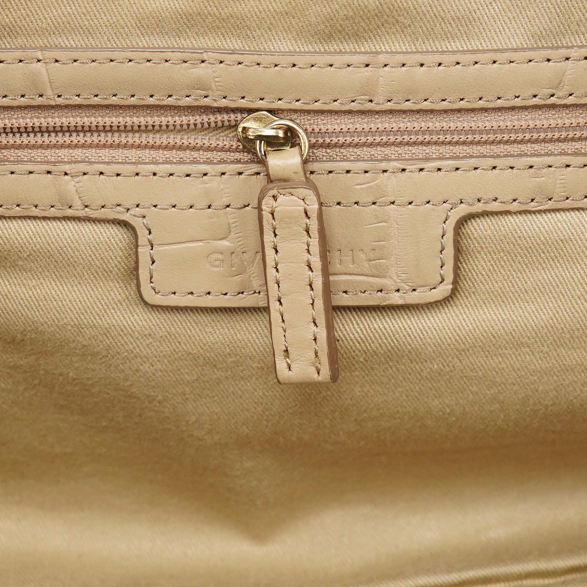 Givenchy Beige Croc Embossed Bowling Bag