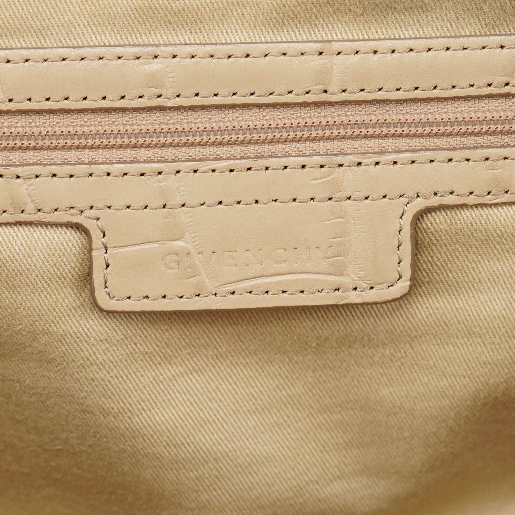 Givenchy Beige Croc Embossed Bowling Bag