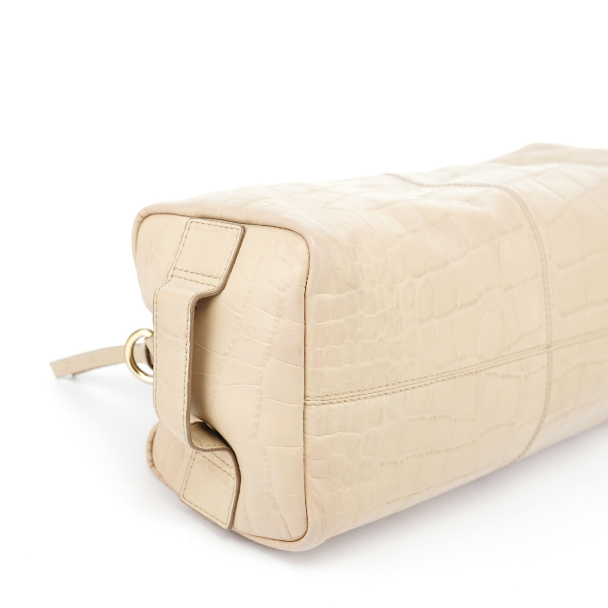 Givenchy Beige Croc Embossed Bowling Bag