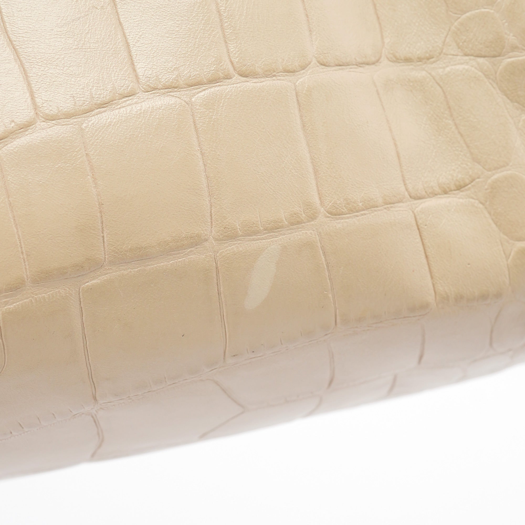 Givenchy Beige Croc Embossed Bowling Bag