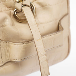Givenchy Beige Croc Embossed Bowling Bag