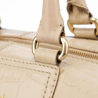 Givenchy Beige Croc Embossed Bowling Bag