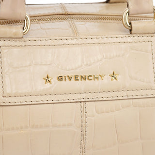 Givenchy Beige Croc Embossed Bowling Bag