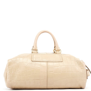 Givenchy Beige Croc Embossed Bowling Bag