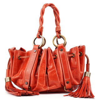 Givenchy Burnt Orange Calfskin Tassel Drawstring Bag